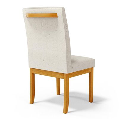 Kit 5 Cadeiras de Sala de Jantar Estofadas Veiga Madeira Maciça Linho Off White G78 - Gran Belo
