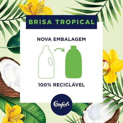 Kit com 2 Amaciante Comfort de Roupa Brisa Tropical Com Toque De Coco Frasco 1,8L