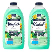 Kit com 2 Amaciante Comfort de Roupa Brisa Tropical Com Toque De Coco Frasco 1,8L