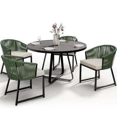 Kit Mesa Wine E 4 Cadeiras Área Externa Espaço Gourmet Corda Náutica Bethari D04 Verde - Lyam Decor