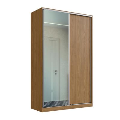 Guarda Roupa Solteiro Freijó Natural 1 Espelho 2 Portas 3 Gavetas 147x59,8x235cm RC 2004 Emovell