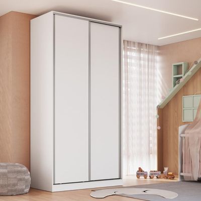 Guarda Roupa Branco 120x59,8x235cm 2 Portas de Correr 2005 Emovell