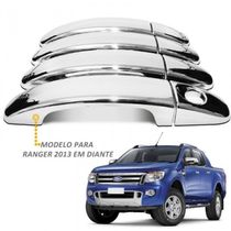 Kit Aplique Cromado Maçaneta + Tampa Traseira Ford Ranger 2013 à 2016