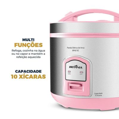 Panela de Arroz Elétrica Rosa Britânia 10 Xícaras BPAE10C 110V