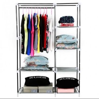 Guarda Roupa Cabideiro Arara Duplo Roupas Sapateira Prateleiras Armario Compacto Organizador Bege