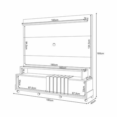 Home Painel Decorativo Bolt TV até 65 Pol Portas Deslizantes Pés Rodízio Cinamomo/Off White G26 - Gran Belo