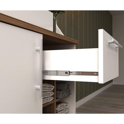 Balcão Gabinete Suspenso Para Banheiro 70cm 01 Gaveta Veneza B06 Branco Nogal - Lyam Decor