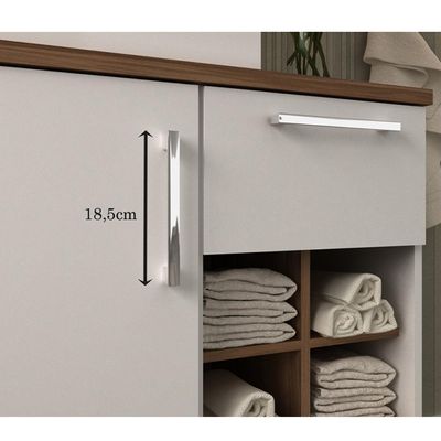 Balcão Gabinete Suspenso Para Banheiro 70cm 01 Gaveta Veneza B06 Branco Nogal - Lyam Decor