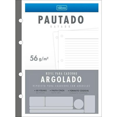 Refil Tiliflex Para Caderno Argolado Colegial 80 Folhas 56g-m² Tilibra