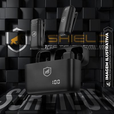 Microfone de Lapela Sem Fio Tipo C com Adaptador Lightning + Fone de ouvido Symetric - Gshield