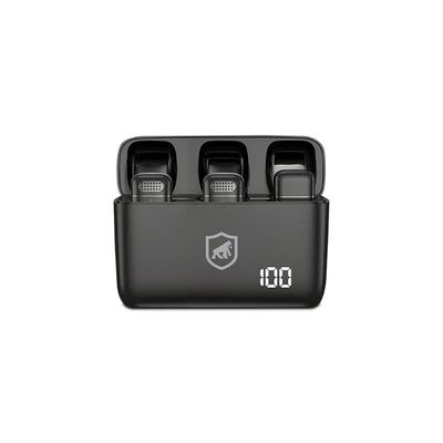 Microfone de Lapela Sem Fio Tipo C com Adaptador Lightning + Fone de ouvido Symetric - Gshield