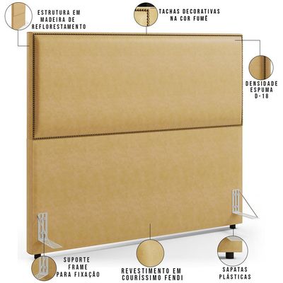 Cabeceira Box Casal Com Tachas 160 cm Vicenza L02 Couríssimo Casco Fendi - Lyam Decor