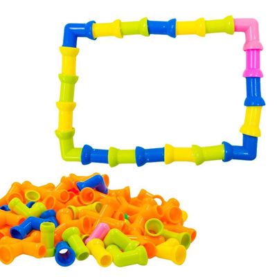 Brinquedo De Montar Interativo Plástico Blocos Infantil Coloridos Tubos Pequenos Canos Encaixar