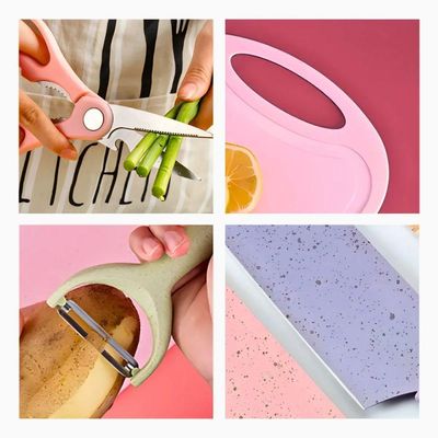 Conjunto De Facas 6 Peças Aço Inoxidável Colorido Multifuncional Para Cozinha