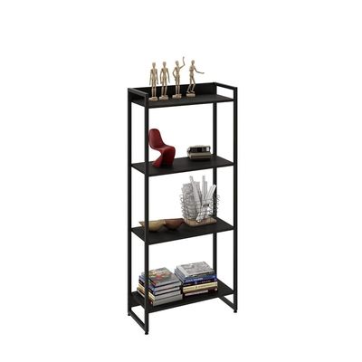 Kit 2 Estantes Multiuso Escritório Industrial 4 Prateleiras Areta 145x60cm C01 Onix - Lyam Decor