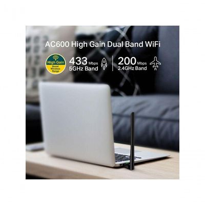 Adaptador Usb Wireless Ac600 Archer Dual Band 2.4ghz E 5ghz Antena 5dbi T2u Plus
