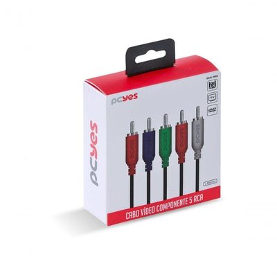 Cabo 5 Rca Macho Para 5 Rca Macho Video Componente 2 Metros - P5r-2