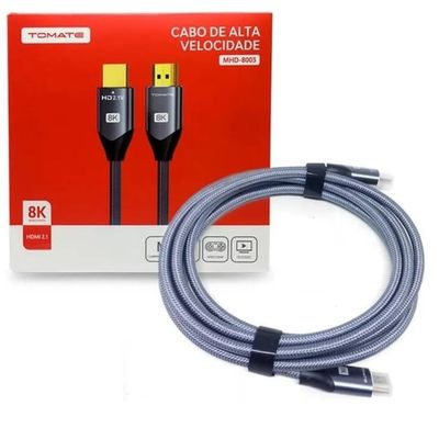 Cabo Hdmi 8k 60Hz 2.1v Ultra Hd Para Tv Ps5 Bluray Projetor Monitor 5 Mts