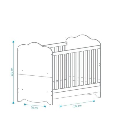 Berço Infantil Clara - Moveis Peroba Branco Brilho