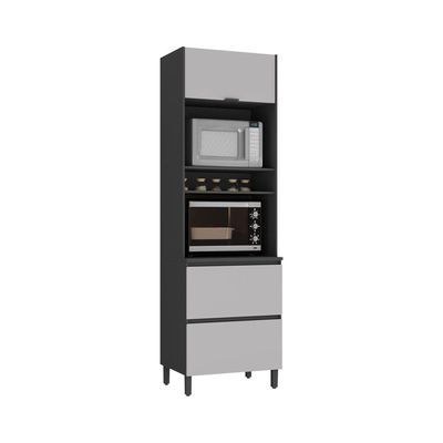Cozinha Completa Itatiaia Lumina 350cm Paneleiro 2 Nichos Em Madeira Mdf Grafite/fendi