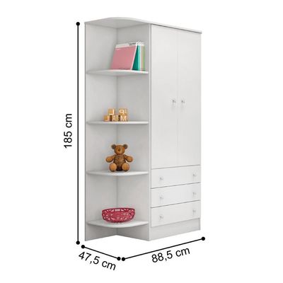 Conjunto Doce Sonho Branco Cômoda Doce Sonho 4 Gaveteiros + Guarda-roupa Doce Sonho 2 Portas
