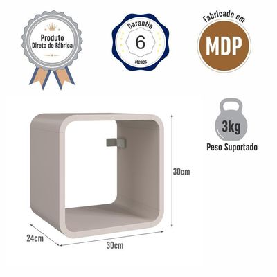 Nicho Prateleira Decorativa Infantil 30x30cm Organizador Para Quarto E Decoração Bege Dunas