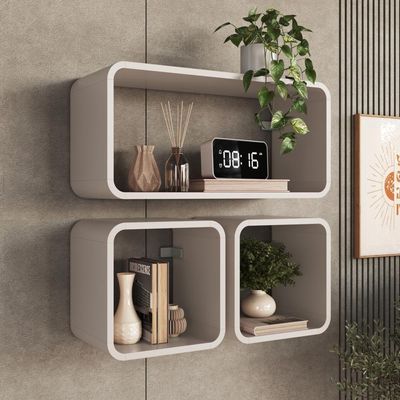 Nicho Prateleira Decorativa Infantil 30x30cm Organizador Para Quarto E Decoração Bege Dunas