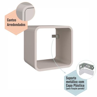 Nicho Prateleira Decorativa Infantil 30x30cm Organizador Para Quarto E Decoração Bege Dunas