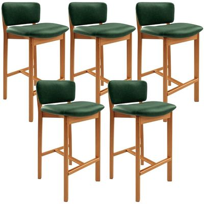 Kit 05 Banquetas Alta Para Cozinha Sala de Jantar Bar Dara L02 Couríssimo Verde Musgo - Lyam Decor