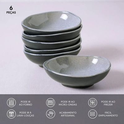 Conjunto de Cumbucas Oval Orgânico Dust 265ml 6 Peças Porto Brasil Preto