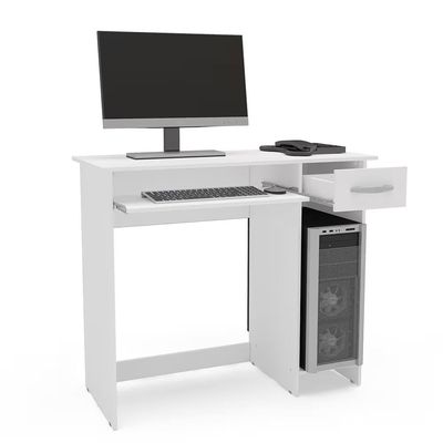 Escrivaninha Siena 2 Gavetas MDP Pintura UV Base Teclado Compacta Politorno Branco