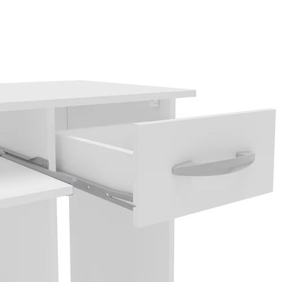 Escrivaninha Siena 2 Gavetas MDP Pintura UV Base Teclado Compacta Politorno Branco