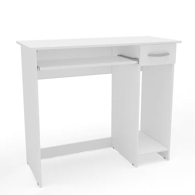 Escrivaninha Siena 2 Gavetas MDP Pintura UV Base Teclado Compacta Politorno Branco
