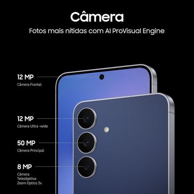 Smartphone Galaxy S25 FE 5G Tela 6,7 Polegadas AMOLED 256GB 8GB RAM Câmera 50MP Samsung Preto