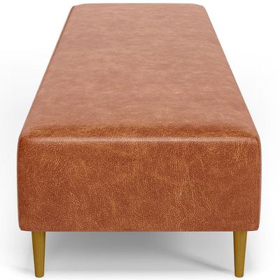 Kit 02 Puffs Decorativo Sala de Estar Bali W01 Pés Palito 190x60cm Couríssimo Camel - Lyam Decor