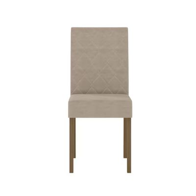 Mesa de Jantar Retangular Poliman Liz com 6 Cadeiras Estofadas e Revestidas em Suede - 160 cm de Largura Carvalho/Branco/Off White