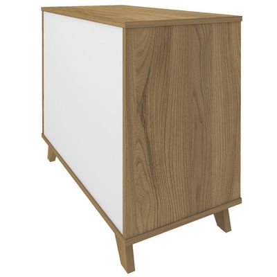 Armário Balcão Multiuso Para Escritório Sala 1 Porta 3 Gavetas Lugano A02 Olmo Branco - Lyam Decor
