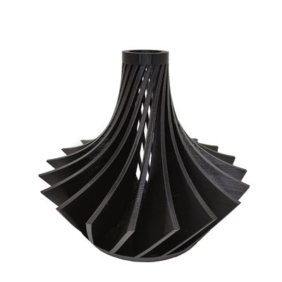 Vaso Aletado Torcido Impressão 3D Decoração 14cm Sala Moderno Preto