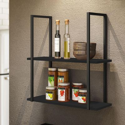 Prateleira Decorativa Multiuso Industrial D01 Design Preto Fosco - Lyam Decor
