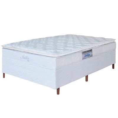 Cama Box Casal Itália Pillow Top Molas Ensacadas 69x138x188cm Umaflex Branco