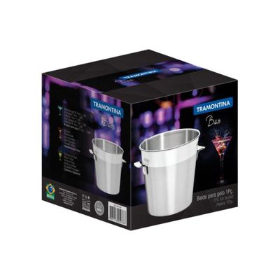 Balde de Gelo Tramontina Cosmos em Aço Inox Fosco com Borda em Brilho 14 cm 1,8 L