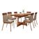 Conjunto de Mesa Retangular com Tampo de MDP Nogal Átria e 6 Cadeiras Madalena Linho Areia e Caramelo