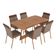 Conjunto de Mesa Retangular com Tampo de MDP Nogal Átria e 6 Cadeiras Madalena Linho Areia e Caramelo
