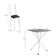 Conjunto de Mesa Quadrada com Tampo Granito e 4 Cadeiras Léia Revestimento Sintético Imbuia e Branco