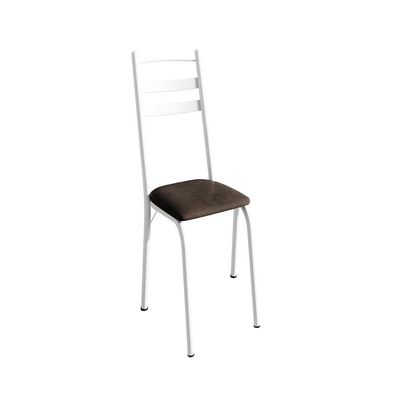 Conjunto de Mesa Quadrada com Tampo Granito e 4 Cadeiras Léia Revestimento Sintético Imbuia e Branco