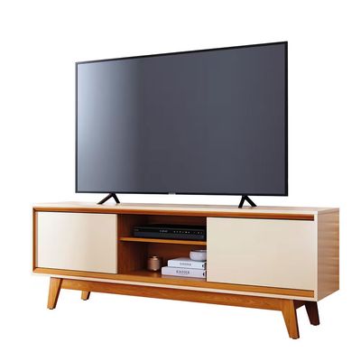 Estante Bancada Madetec Atlas 164cm TV 65 2 Portas Deslizantes MDP Madetec Bege