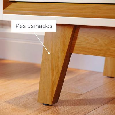 Estante Bancada Madetec Atlas 164cm TV 65 2 Portas Deslizantes MDP Madetec Bege