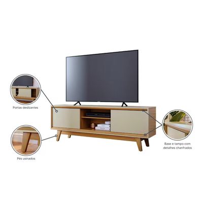 Estante Bancada Madetec Atlas 164cm TV 65 2 Portas Deslizantes MDP Madetec Off White
