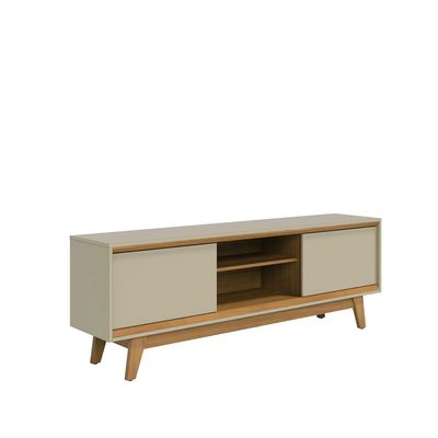 Estante Bancada Madetec Atlas 164cm TV 65 2 Portas Deslizantes MDP Madetec Off White
