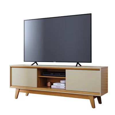 Estante Bancada Madetec Atlas 164cm TV 65 2 Portas Deslizantes MDP Madetec Off White